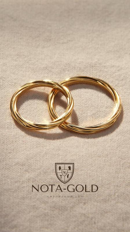 Плетёные золотые обручальные кольца