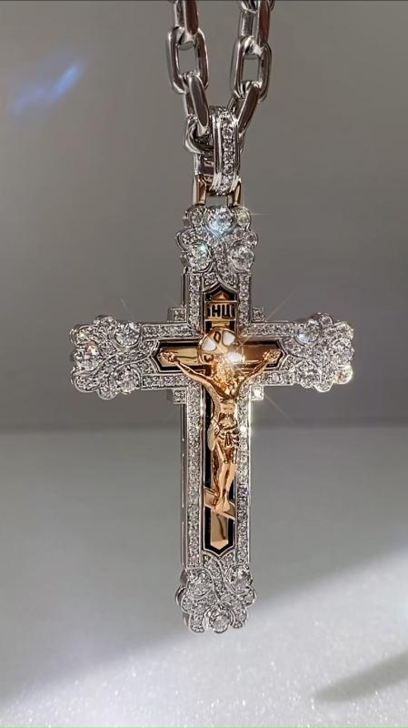 Большой мужской крест Сияние Духа из золота с бриллиантами