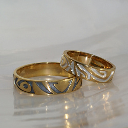 Парные обручальные кольца с орнаментом (Вес пары: 13 гр.)